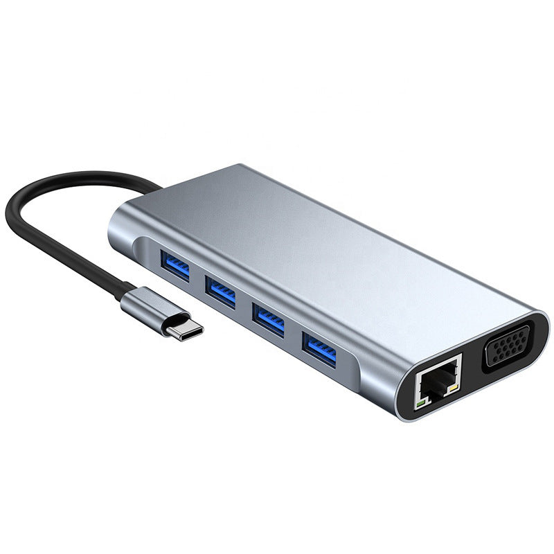 11-in-1 Mini USB-C Docking Station RJ45 1000Mbps Ethernet Type-C Hub Converter HD VGA 4 USB TF/SD AUX Type-C Adapter 11-in-1 Mini USB-C Docking Station RJ45 1000Mbps Ethernet Type-C Hub Converter HD VGA 4 USB TF/SD AUX Type-C Adapter